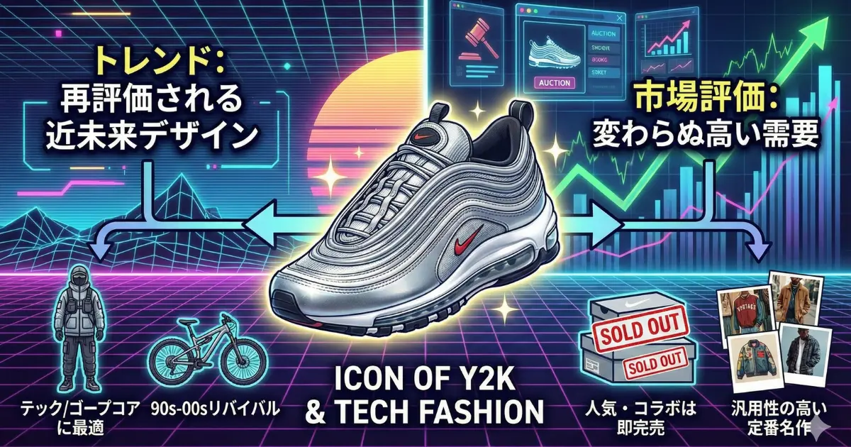 現在の流行りと市場の評価をイメージした画像