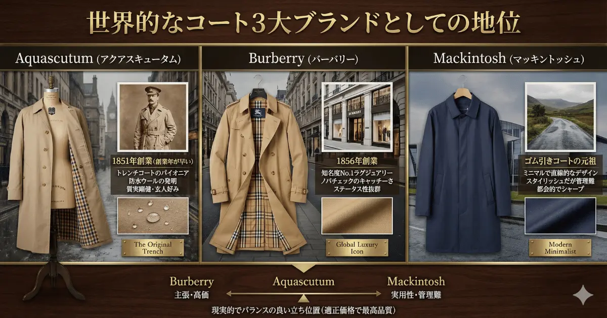世界的なコート3大ブランドとしての地位