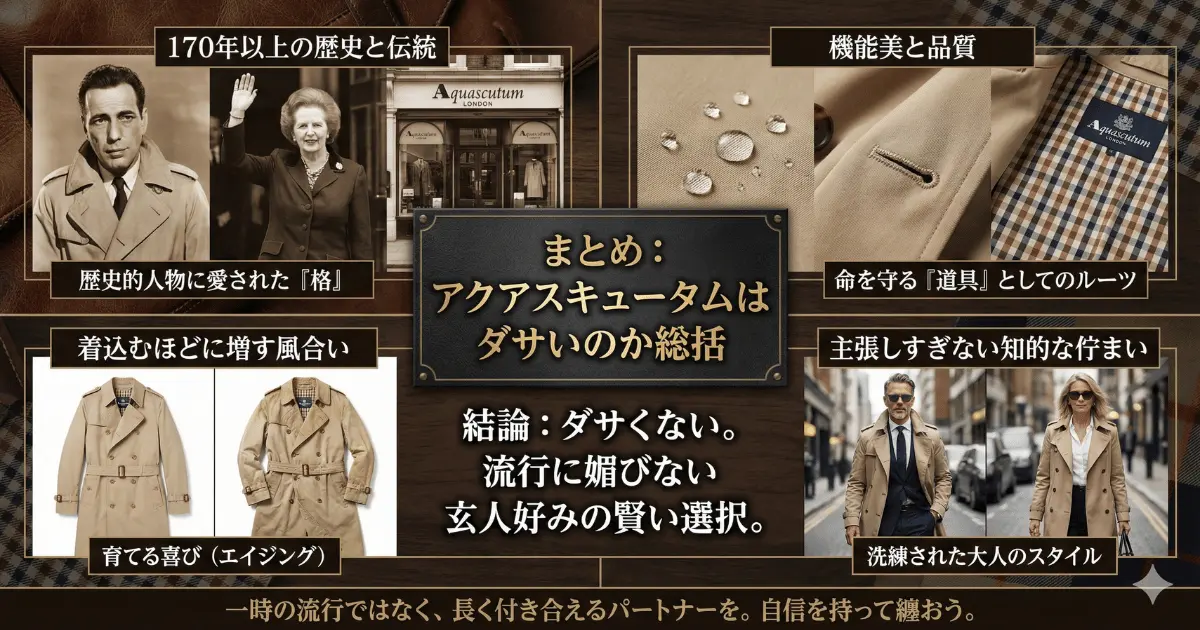 まとめ:アクアスキュータムはダサいのか総括