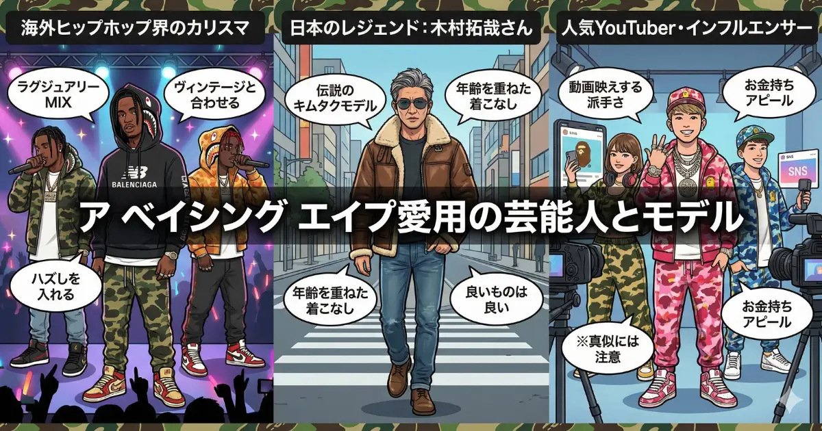 ア ベイシング エイプ愛用の芸能人とモデル