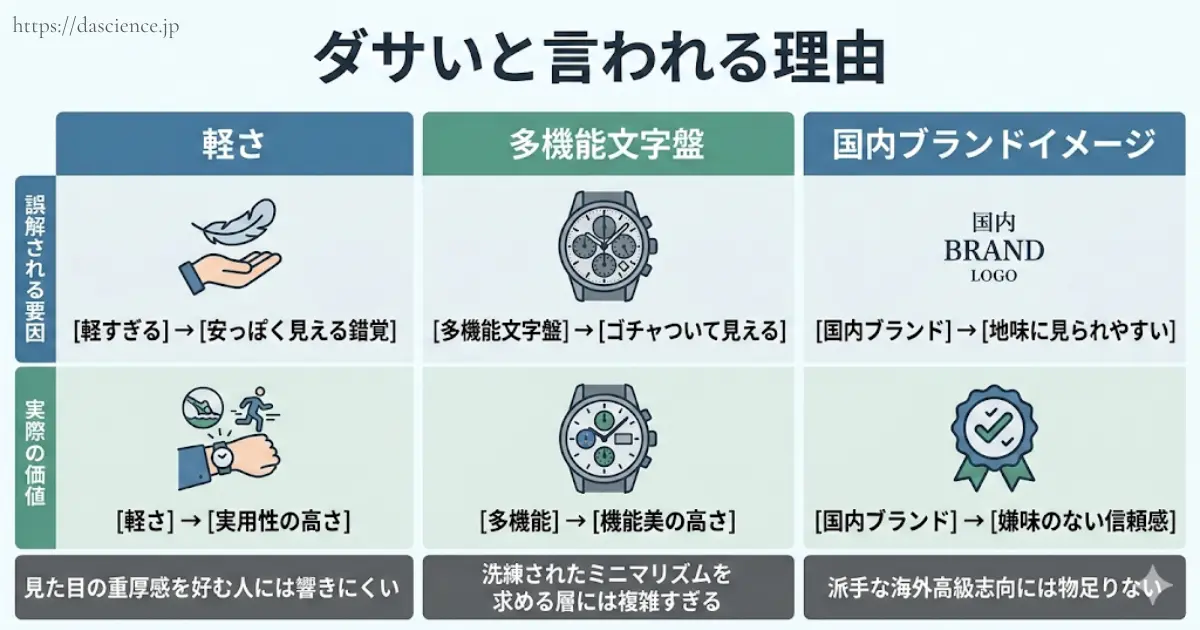 ダサいと言われてしまう3つの理由をまとめた図解