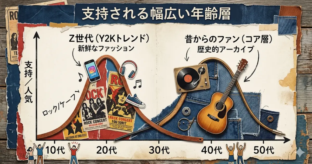若者から大人まで幅広い年齢層から支持を集める図解