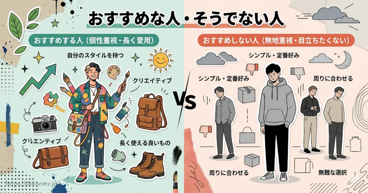おすすめする人としない人の特徴を示す比較表
