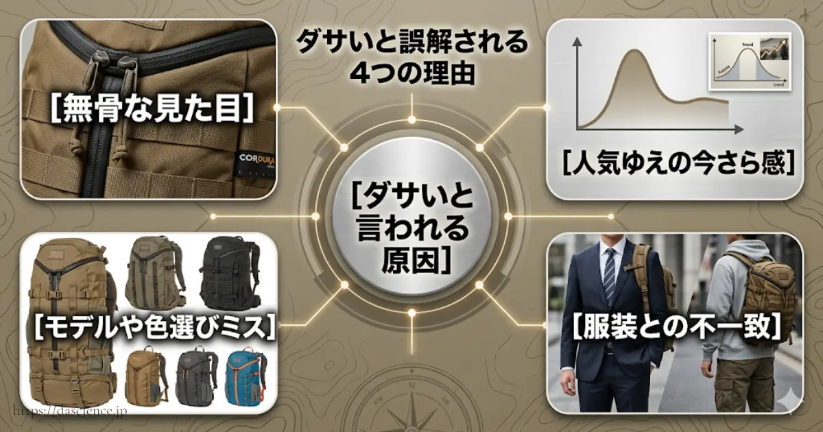 ミステリーランチがダサいと誤解される4つの理由です。