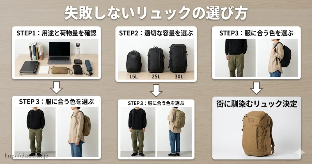 街使いのリュックを失敗せずに選ぶための具体的な手順。