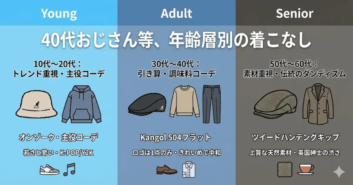 40代おじさん等、年齢層別の着こなし