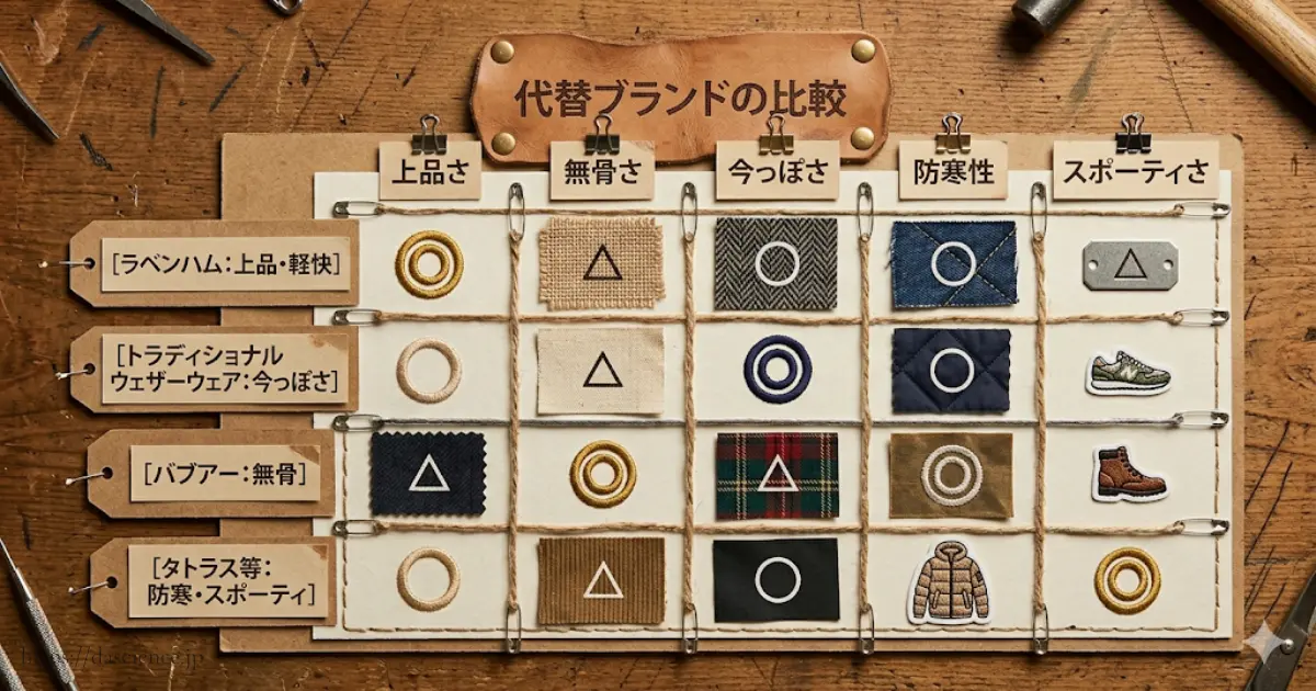 ラベンハムと代替ブランドの特徴の違いを比較