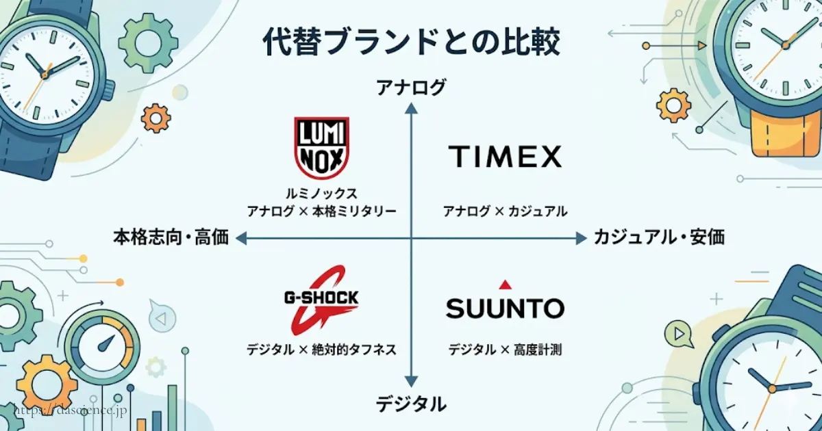 ルミノックスとよく比較される代替ブランド