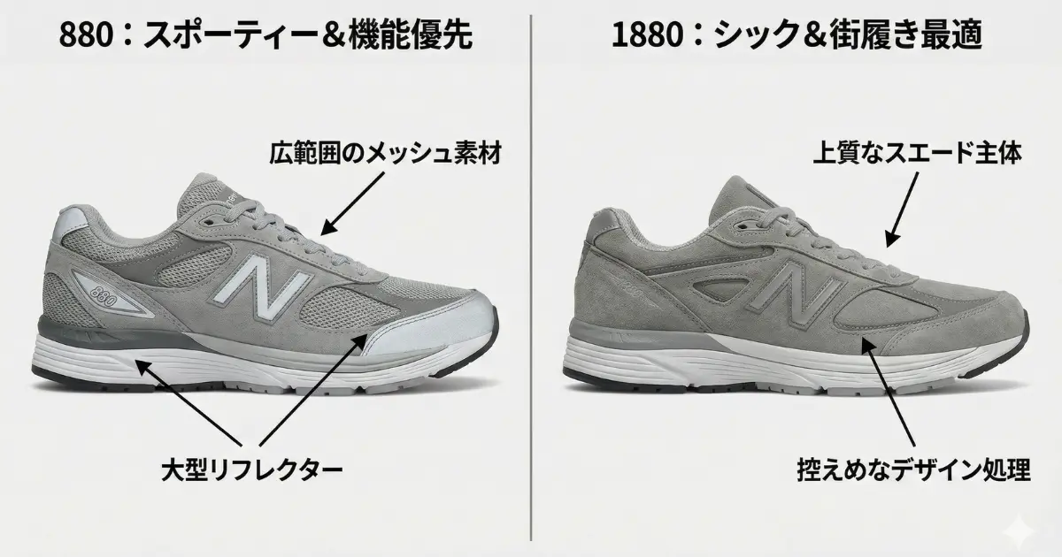 880と1880の違いを画像にコメントを記載して説明している画像