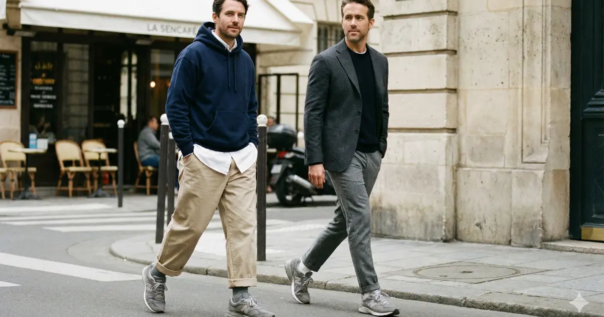 メンズにおすすめの大人な着こなしをした二人の男性の写真