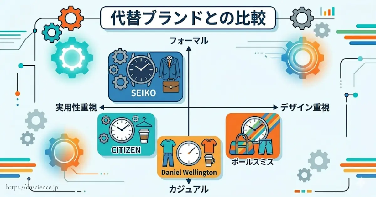 ポールスミスとよく比較される代替ブランド一覧。