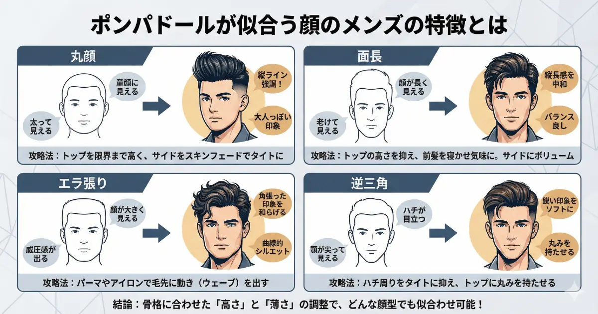 ポンパドールが似合う顔のメンズの特徴とは