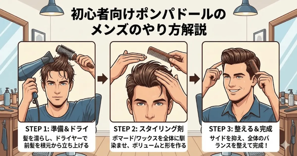 初心者向けポンパドールのメンズのやり方解説