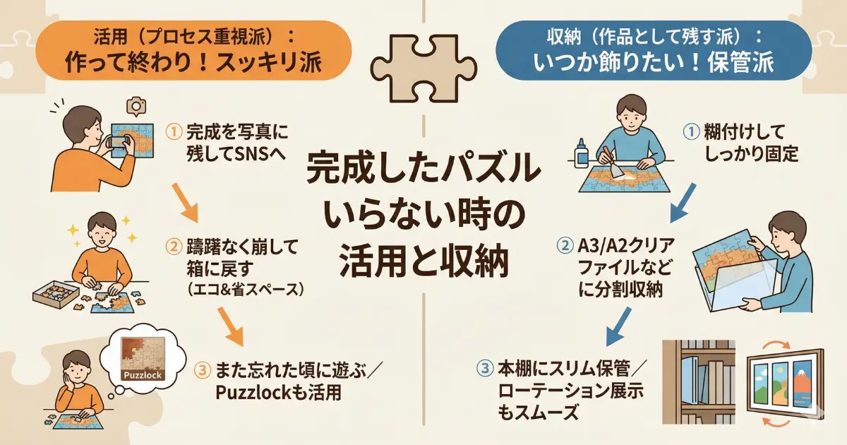 完成したパズルいらない時の活用と収納