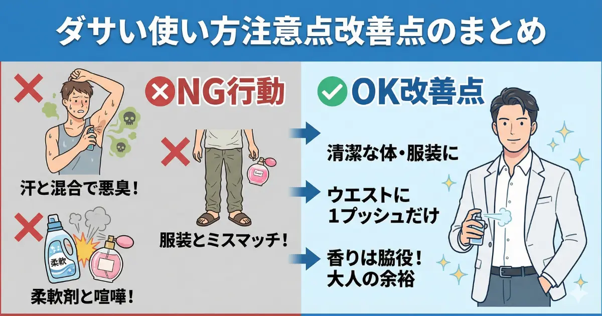 ダサい使い方注意点改善点のまとめ