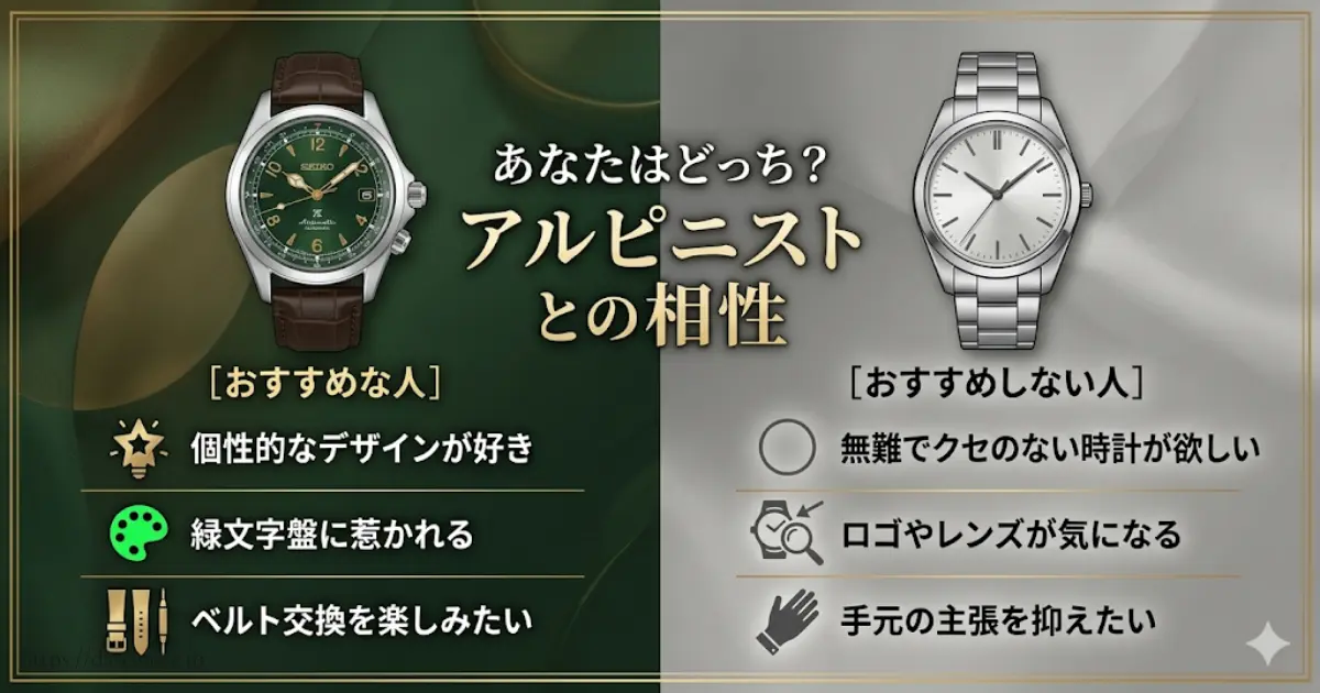 アルピニストをおすすめする人としない人の比較です。