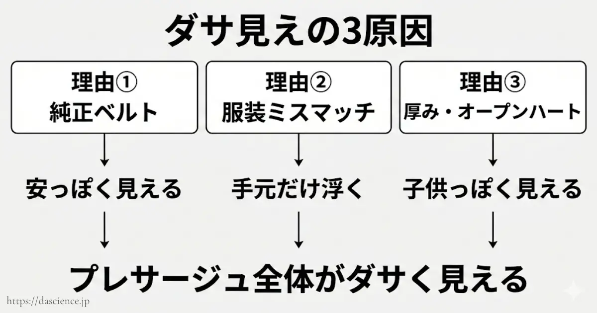 ダサいと言われてしまう3つの理由をまとめた図解