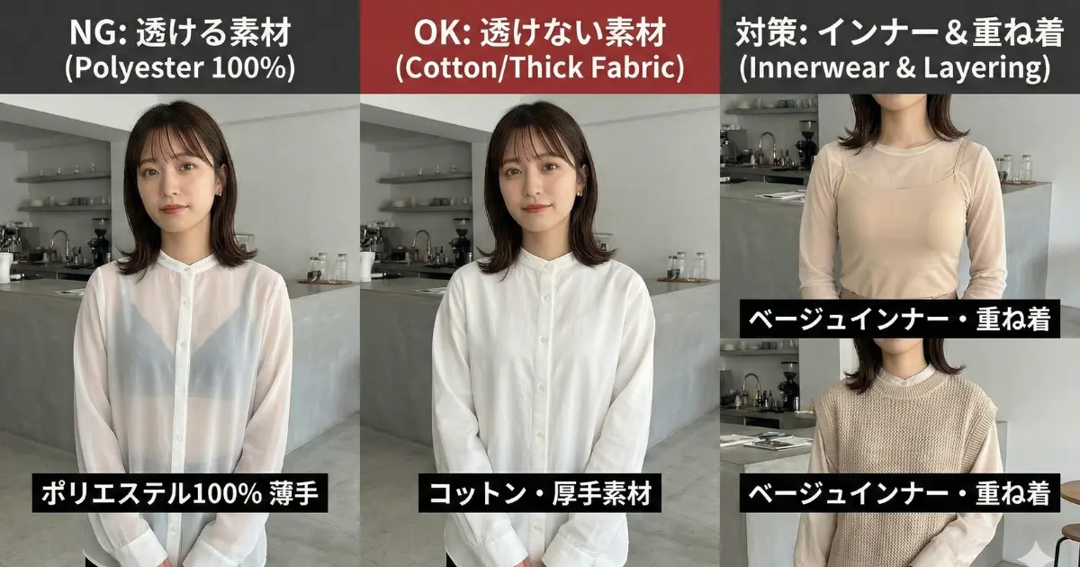 透ける服を避けて安っぽさをカバーするをイメージした画像