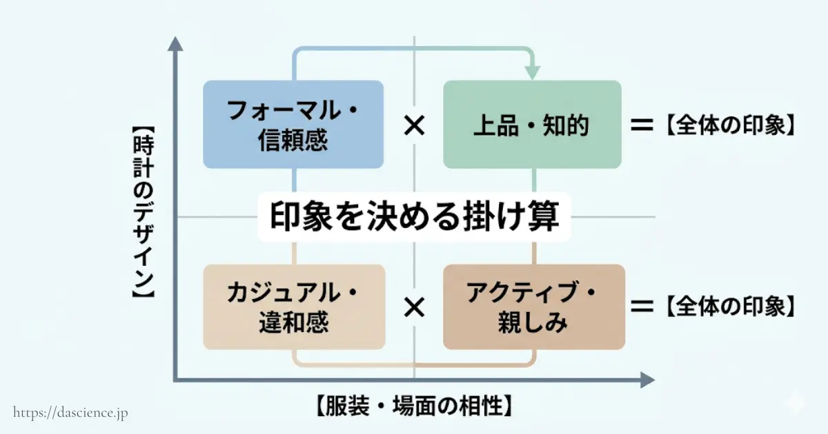 デザインと服装の相性が印象を左右する図解